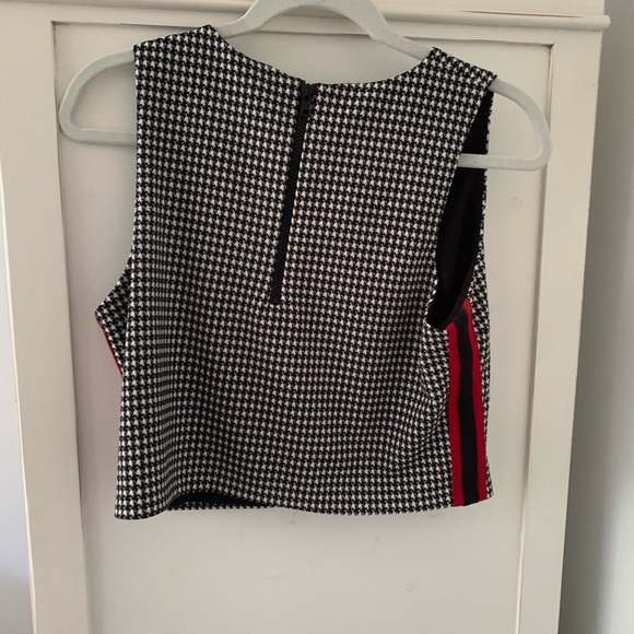 Black Track Stripe Houndstooth Cropped Top - Picture 2 of 5